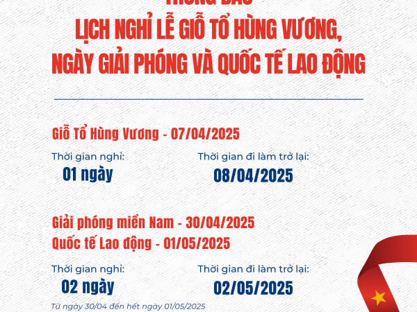 THÔNG BÁO LỊCH NGHỈ LỄ 